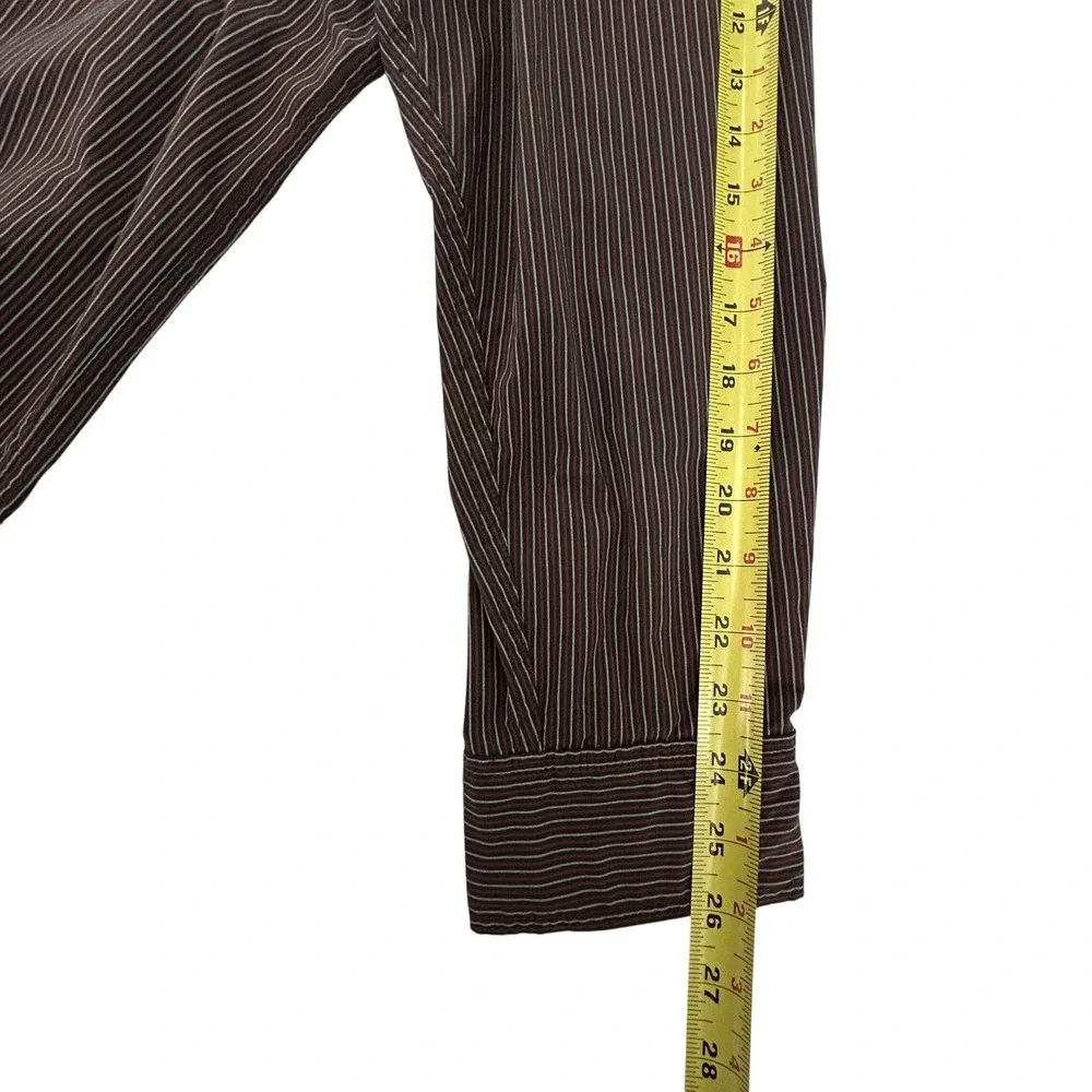 The North Face Men's Shirt Red Black White Stripes Roll Tab Zip Pockets Outdoor‎